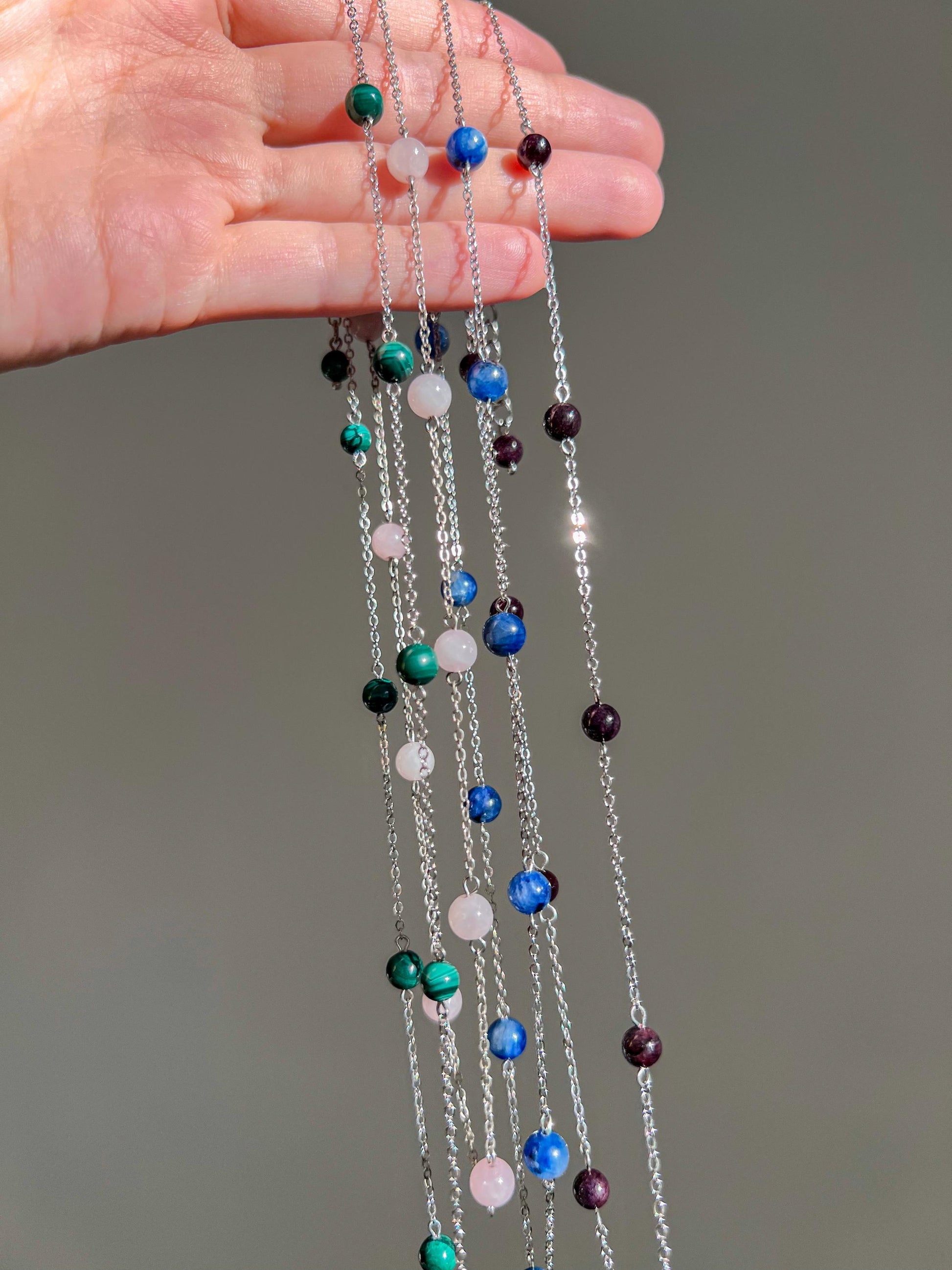 Blue kyanite necklace Silver jewelry for her, chain & stone bead necklace dainty womens necklace delicate Natural crystal kyanite necklace