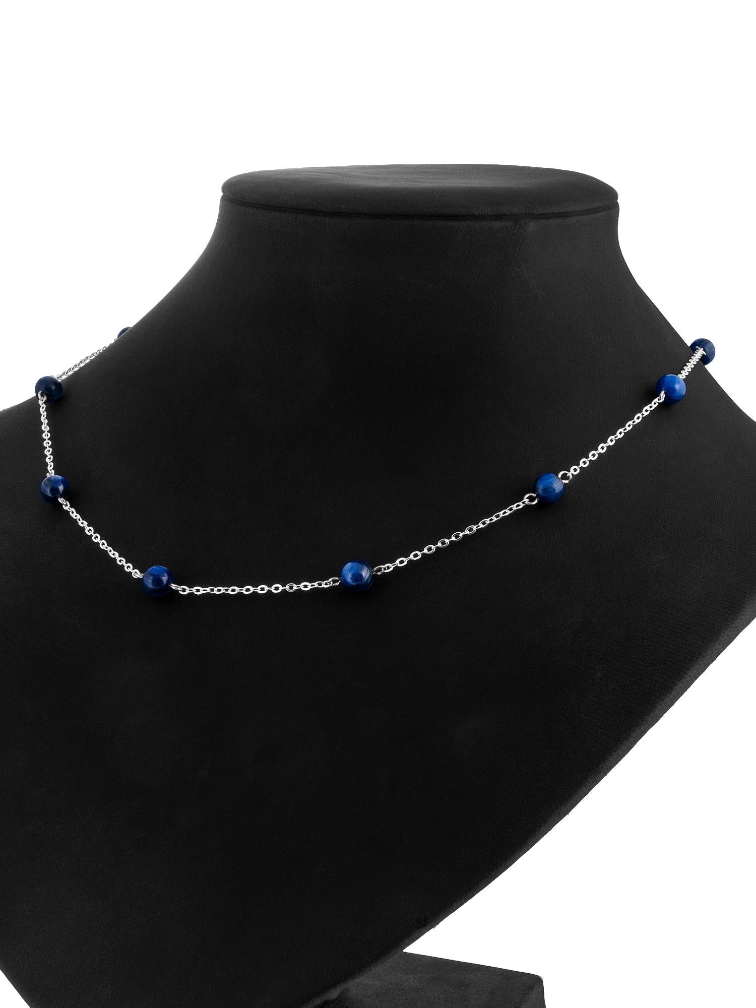 Blue kyanite necklace Silver jewelry for her, chain & stone bead necklace dainty womens necklace delicate Natural crystal kyanite necklace