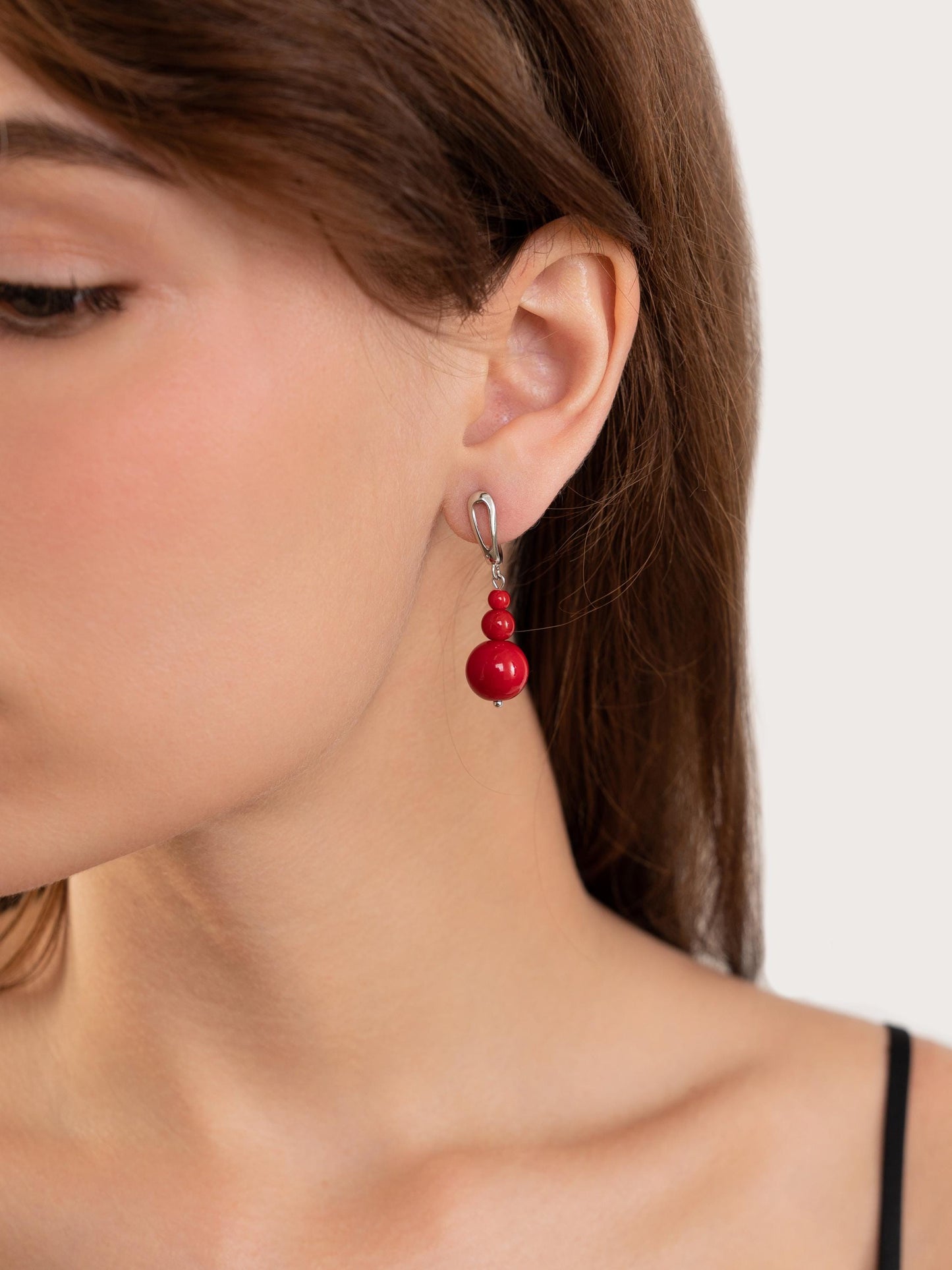 Silver Red Mismatched Earrings, Dangle Handmade Statement Jewelry, Unique Asymmetrical Beaded Art Deco Earrings, Gift for Her, Cute Look