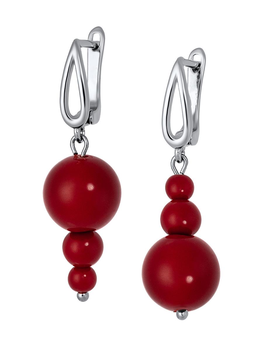 Silver Red Mismatched Earrings, Dangle Handmade Statement Jewelry, Unique Asymmetrical Beaded Art Deco Earrings, Gift for Her, Cute Look
