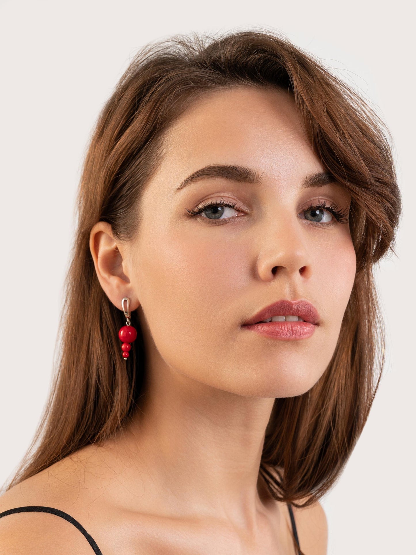 Silver Red Mismatched Earrings, Dangle Handmade Statement Jewelry, Unique Asymmetrical Beaded Art Deco Earrings, Gift for Her, Cute Look