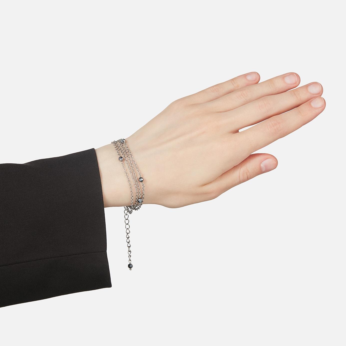 Italian Charm Bracelet – Silver Handmade Pyrite Crystal Bracelet, Y2K Layered Stacking Jewelry, Hand Chain Bracelet Gift for Her Women