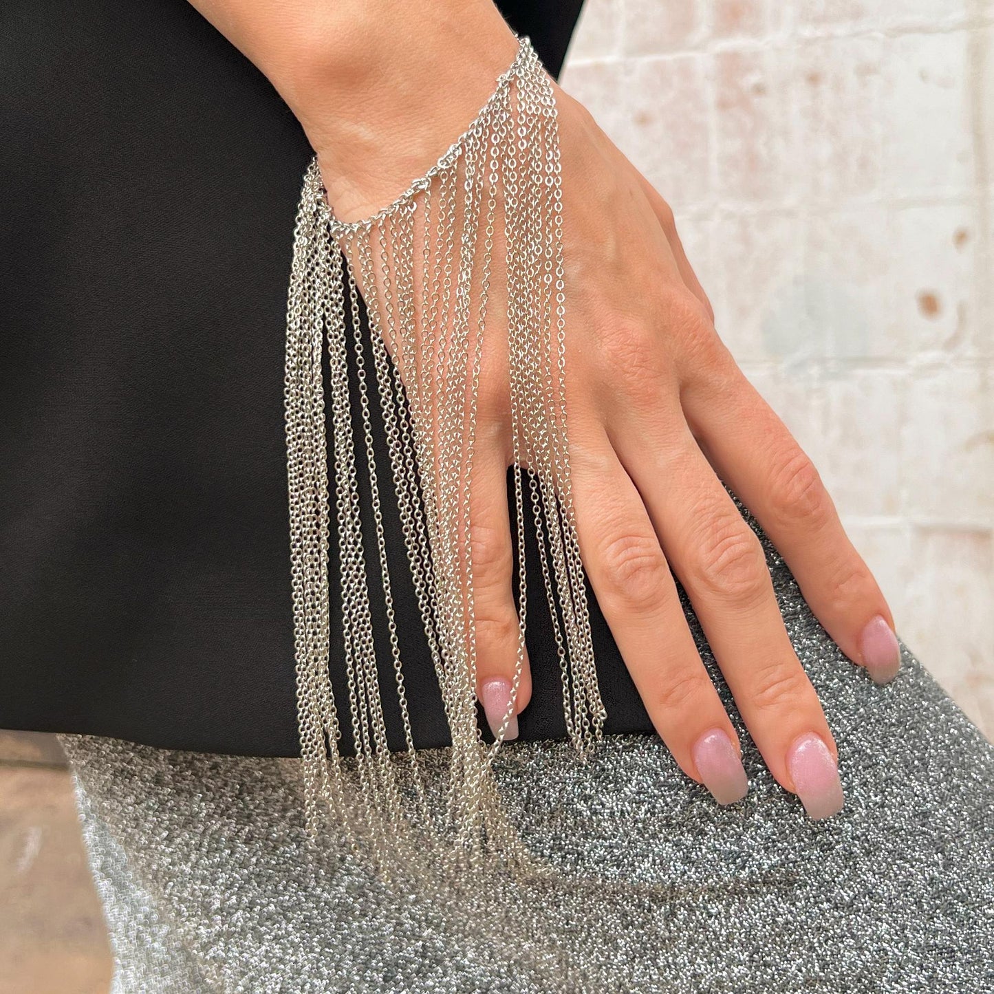Silver Chain Bracelet • Handmade Layered Women Bracelet • Gothic Punk Jewelry • Bracelet Stack • Birthday Gift • Gift for Her •Unique Grunge