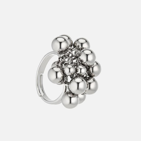 Adjustable Bubble Ring with Movable Beads • Silver Dome Statement Ring • Kinetic Celestial Chunky Jewelry • Gift for Her • Anxiety Ring