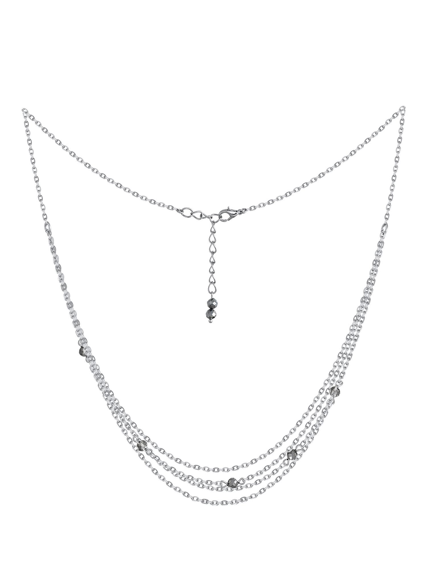 Marcasite & Pyrite Crystal Chain Necklace – Silver Layered Gothic Y2K Jewelry, Dainty Gemstone Necklace, Handmade Gift for Her