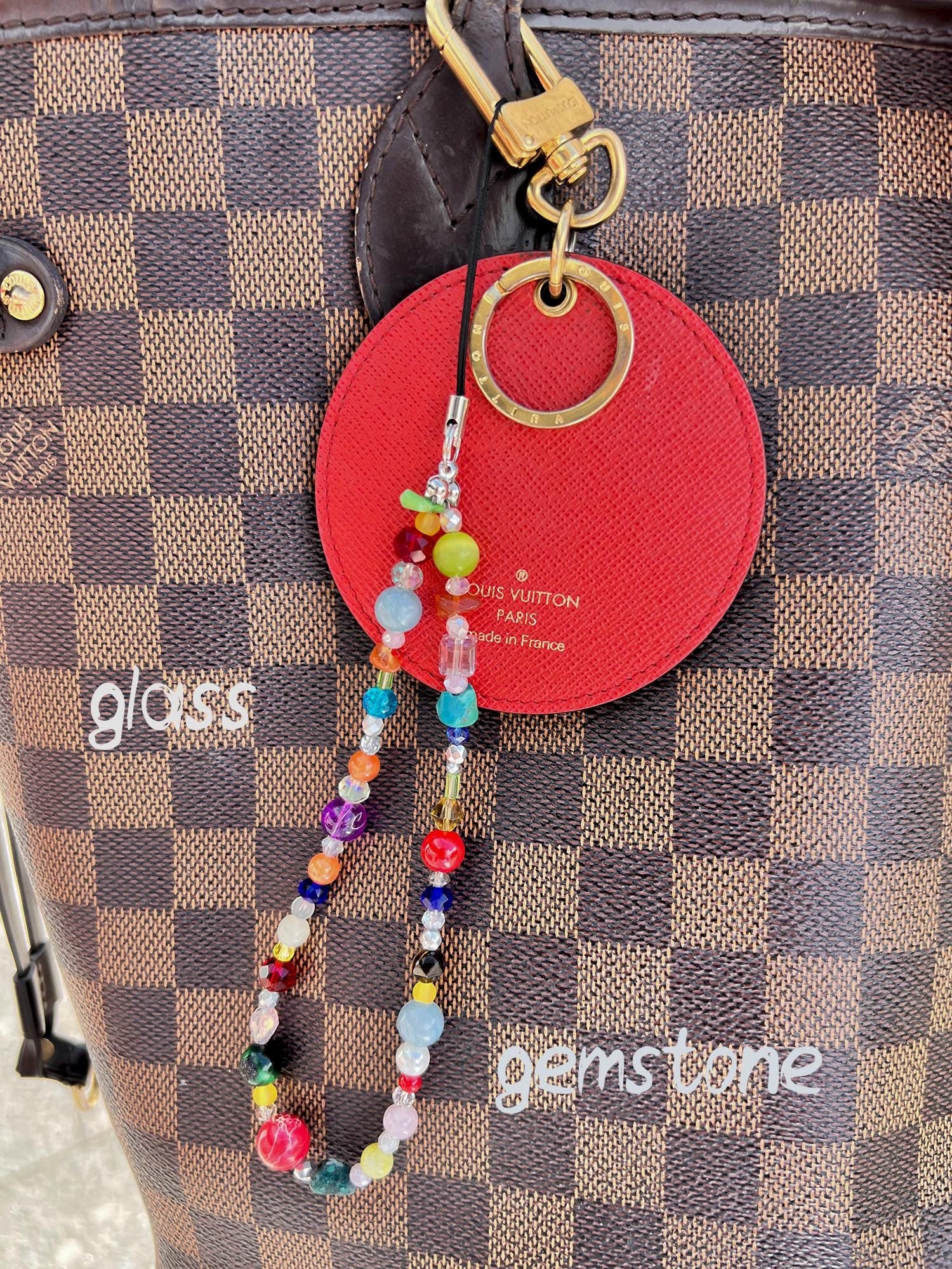 Colorful Gemstone Keychain,Natural Stone Bag Charm,Handmade Beaded Purse Accessory,Handbag Charm Gift for Her,Crystal Keyring Gift Idea
