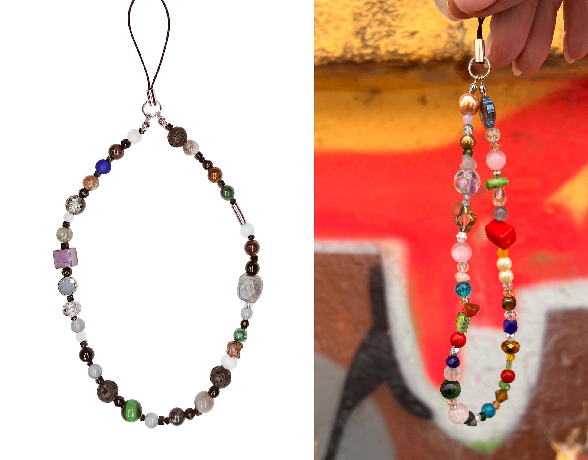 Dark Colorful Gemstone Keychain,Natural Stone Bag Charm,Handmade Beaded Purse Accessory,Handbag Charm Gift for Her,Crystal Keyring Gift Idea