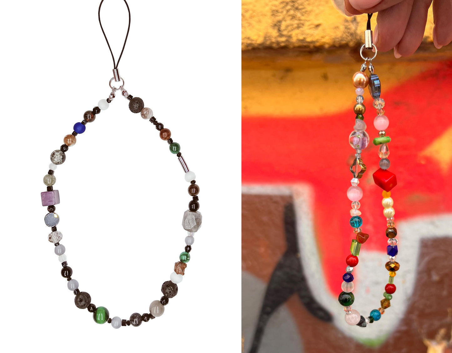 Colorful Gemstone Keychain,Natural Stone Bag Charm,Handmade Beaded Purse Accessory,Handbag Charm Gift for Her,Crystal Keyring Gift Idea