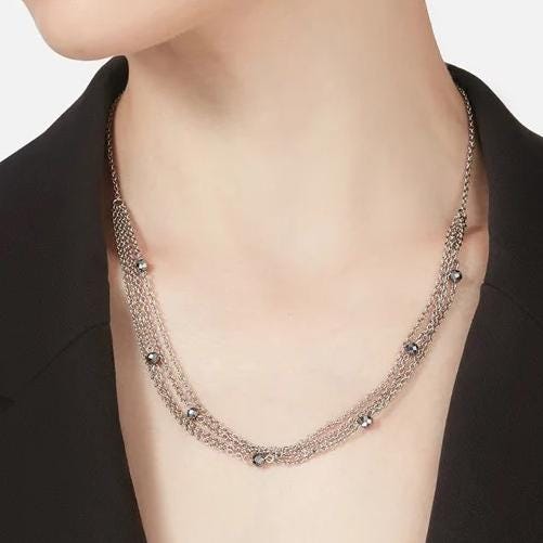 Marcasite & Pyrite Crystal Chain Necklace – Silver Layered Gothic Y2K Jewelry, Dainty Gemstone Necklace, Handmade Gift for Her