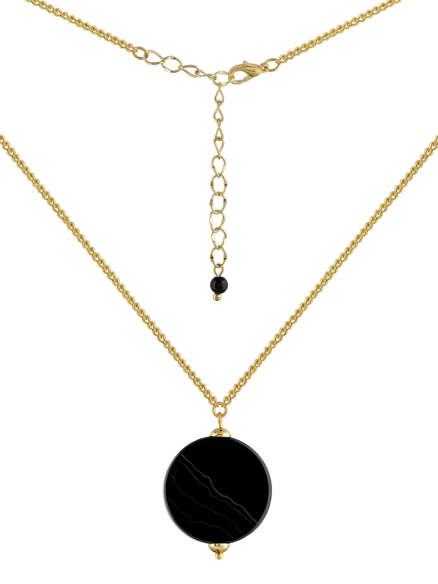 Silver Black Onyx Pendant Necklace – Minimalist Gemstone Crystal Jewelry, Long Dainty Stone Y Necklace, Everyday Protection Gift for Her