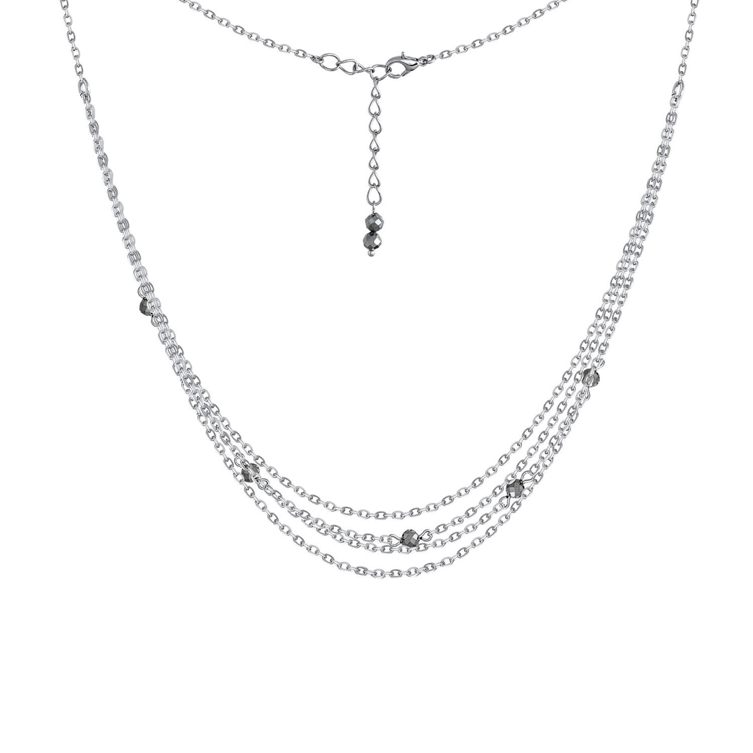 Marcasite & Pyrite Crystal Chain Necklace – Silver Layered Gothic Y2K Jewelry, Dainty Gemstone Necklace, Handmade Gift for Her