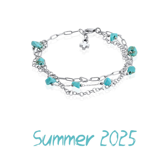 Silver Turquoise Bracelet, Handmade Boho Charm Jewelry, Summer Style Birthstone, 16th Birthday Gift, Something Blue, Bohemian Bracelet