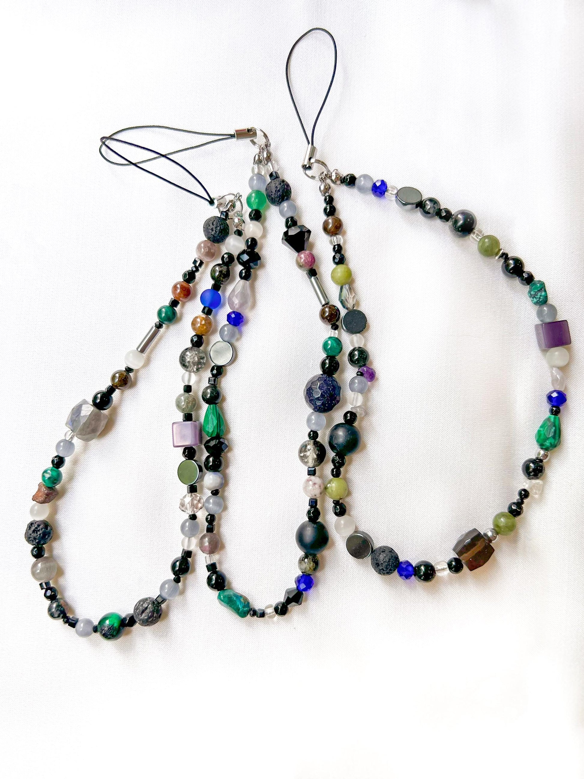 Dark Colorful Gemstone Keychain,Natural Stone Bag Charm,Handmade Beaded Purse Accessory,Handbag Charm Gift for Her,Crystal Keyring Gift Idea