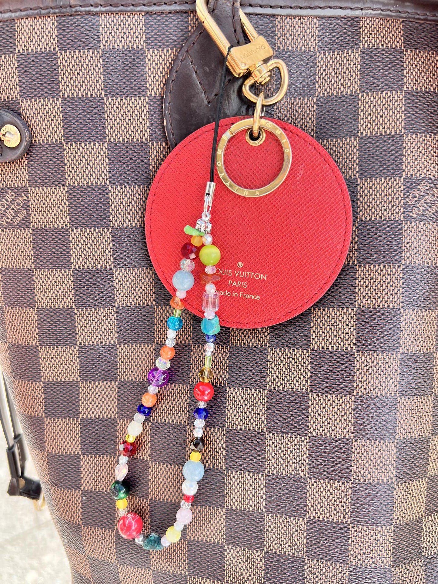 Colorful Gemstone Keychain,Natural Stone Bag Charm,Handmade Beaded Purse Accessory,Handbag Charm Gift for Her,Crystal Keyring Gift Idea