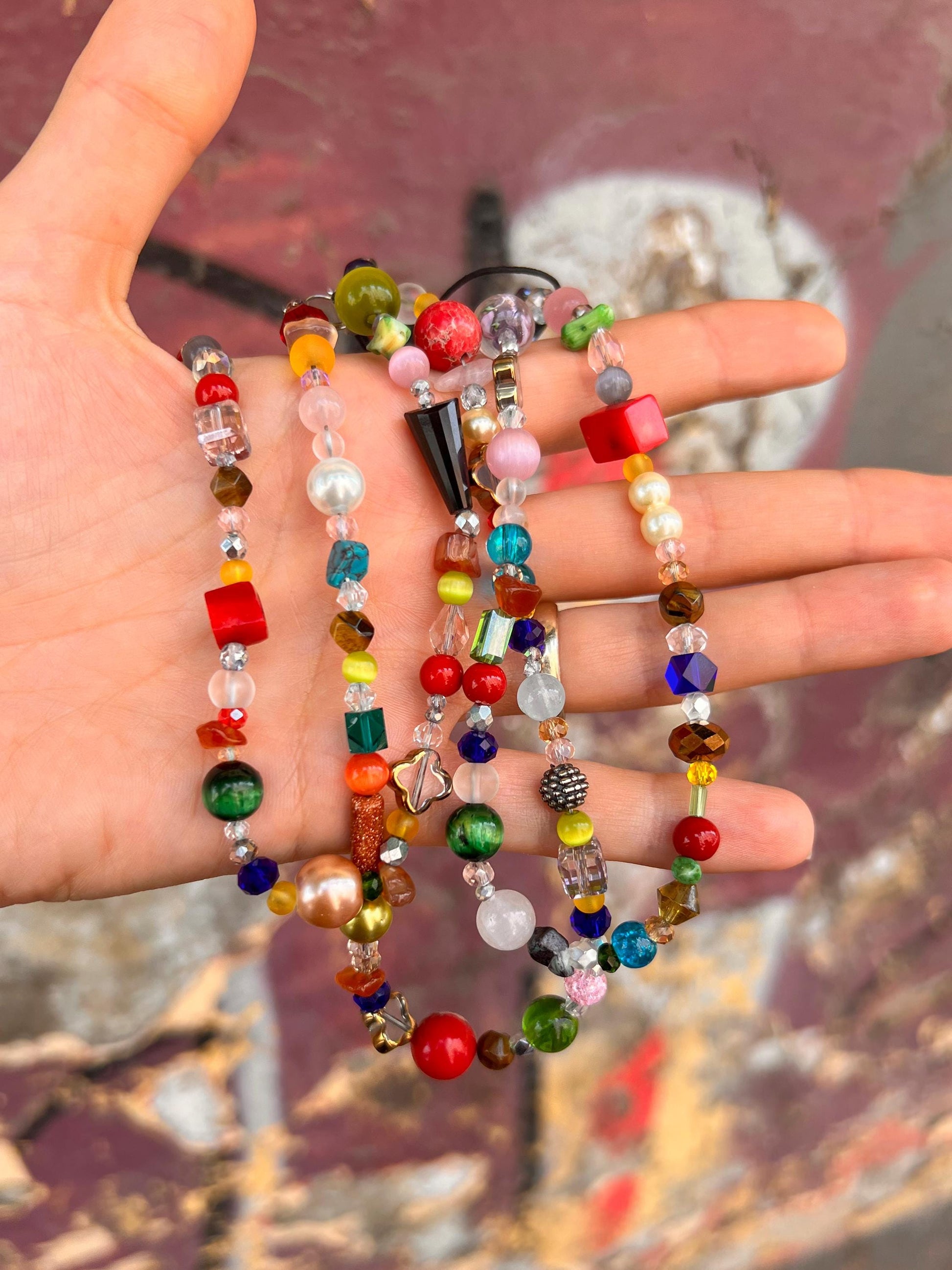 Colorful Gemstone Keychain,Natural Stone Bag Charm,Handmade Beaded Purse Accessory,Handbag Charm Gift for Her,Crystal Keyring Gift Idea