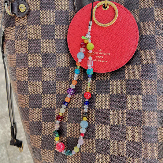 Colorful Gemstone Keychain,Natural Stone Bag Charm,Handmade Beaded Purse Accessory,Handbag Charm Gift for Her,Crystal Keyring Gift Idea