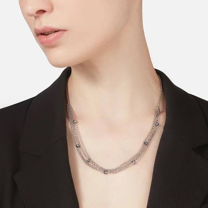Marcasite & Pyrite Crystal Chain Necklace – Silver Layered Gothic Y2K Jewelry, Dainty Gemstone Necklace, Handmade Gift for Her