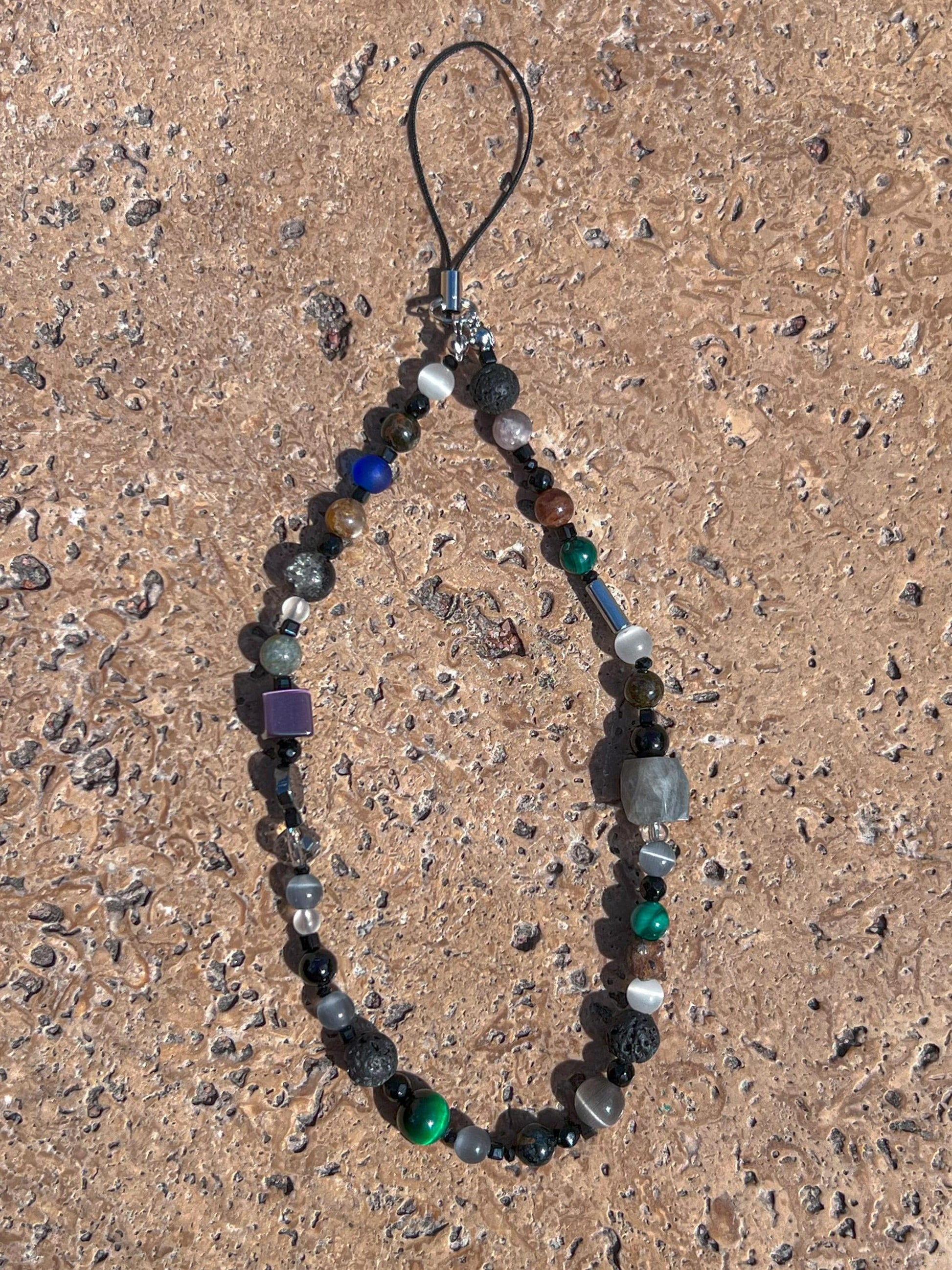Dark Colorful Gemstone Keychain,Natural Stone Bag Charm,Handmade Beaded Purse Accessory,Handbag Charm Gift for Her,Crystal Keyring Gift Idea