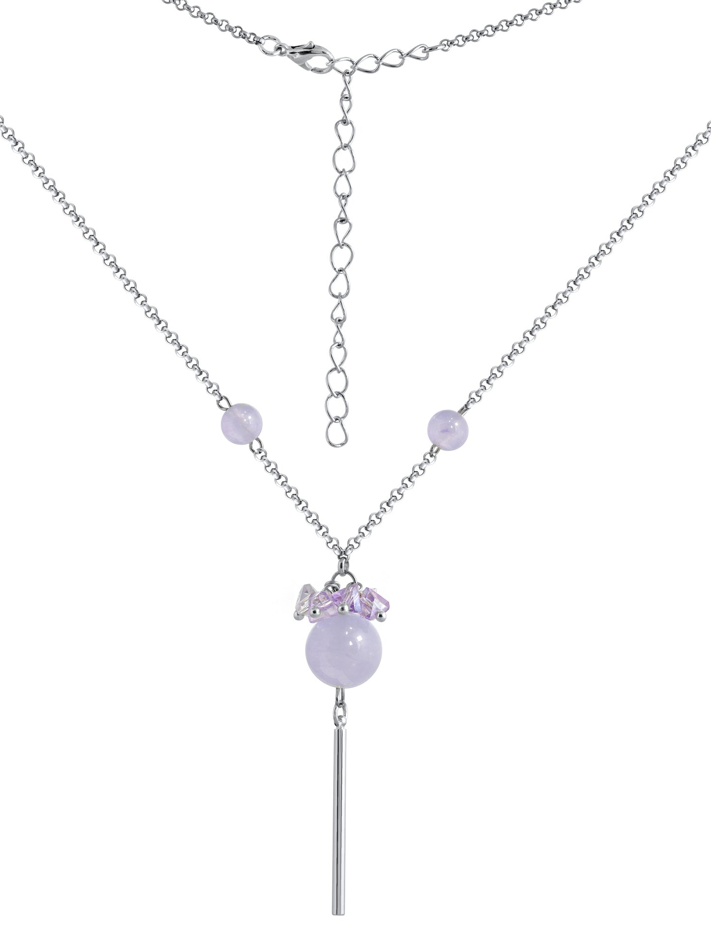 Collana Lunga a Lariat di Quarzo Rosa Viola